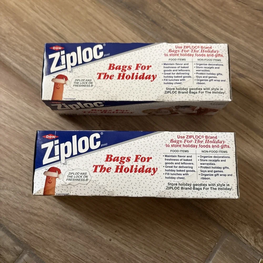 2 New Vintage Ziploc Holiday Bags Treats Cookies Christmas Three Designs